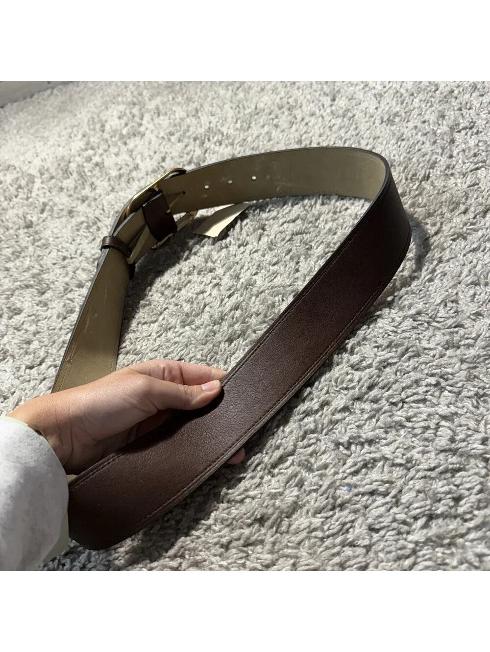 NWT Coldwater Creek Brown Wide Contoured Belt Size Small Boho Festival Y2K